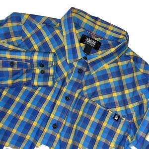 Alaska Hardgear Women's Wool Blend Plaid Shirt Small Blue Yellow Outdoor